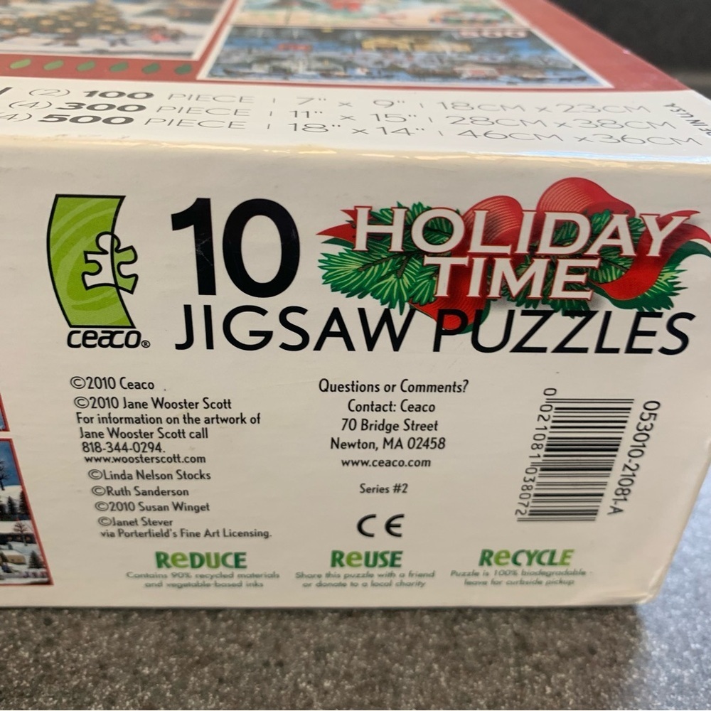 HOLIDAY TIME ten jigsaw puzzles Christmas gift box Santa NWT Jane Wooster Scott - Picture 3 of 4